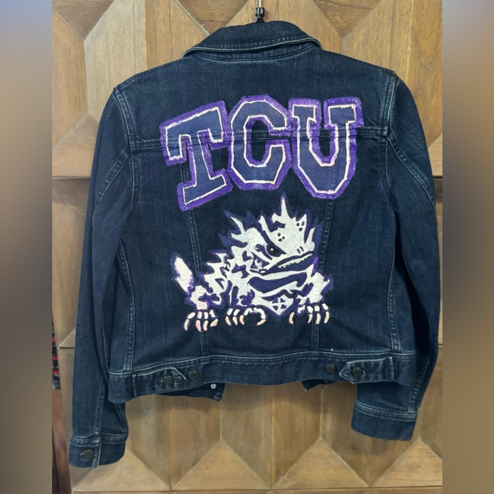 Talbots Jean Hand Painted TCU Jacket